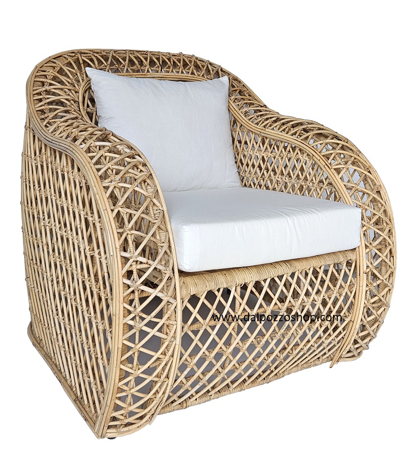 AT/185 POLTRONA DESIGN VIMINI RATTAN CON CUSCINO H87